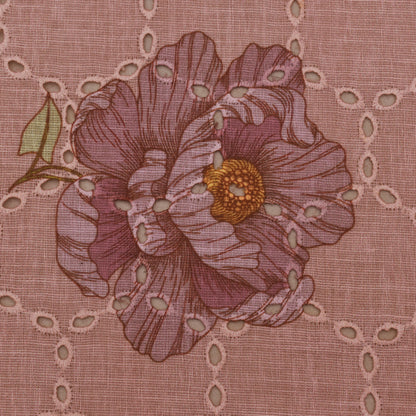 Multi Color Linen Print Cutwork Fabric