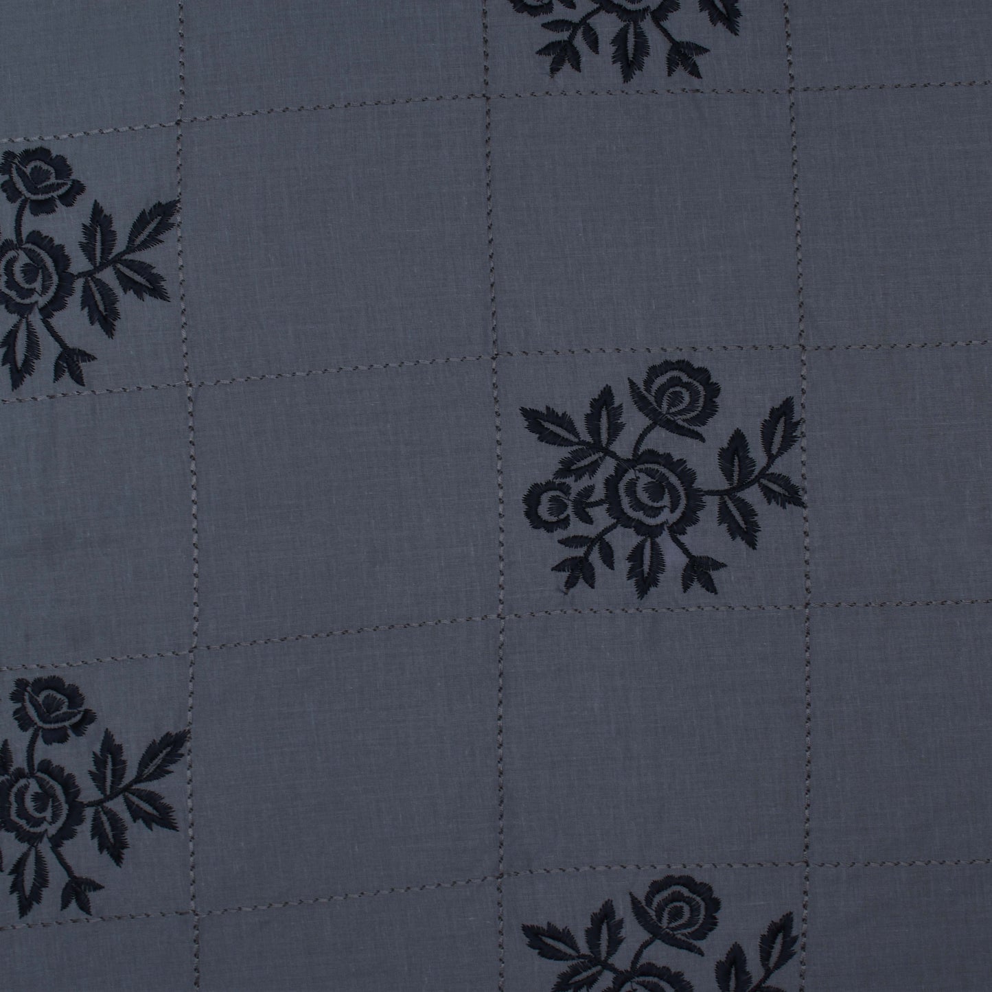 Grey Color Cotton Embroidery Fabric