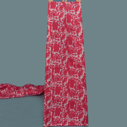 Magenta Color Slub Tussar Print Fabric