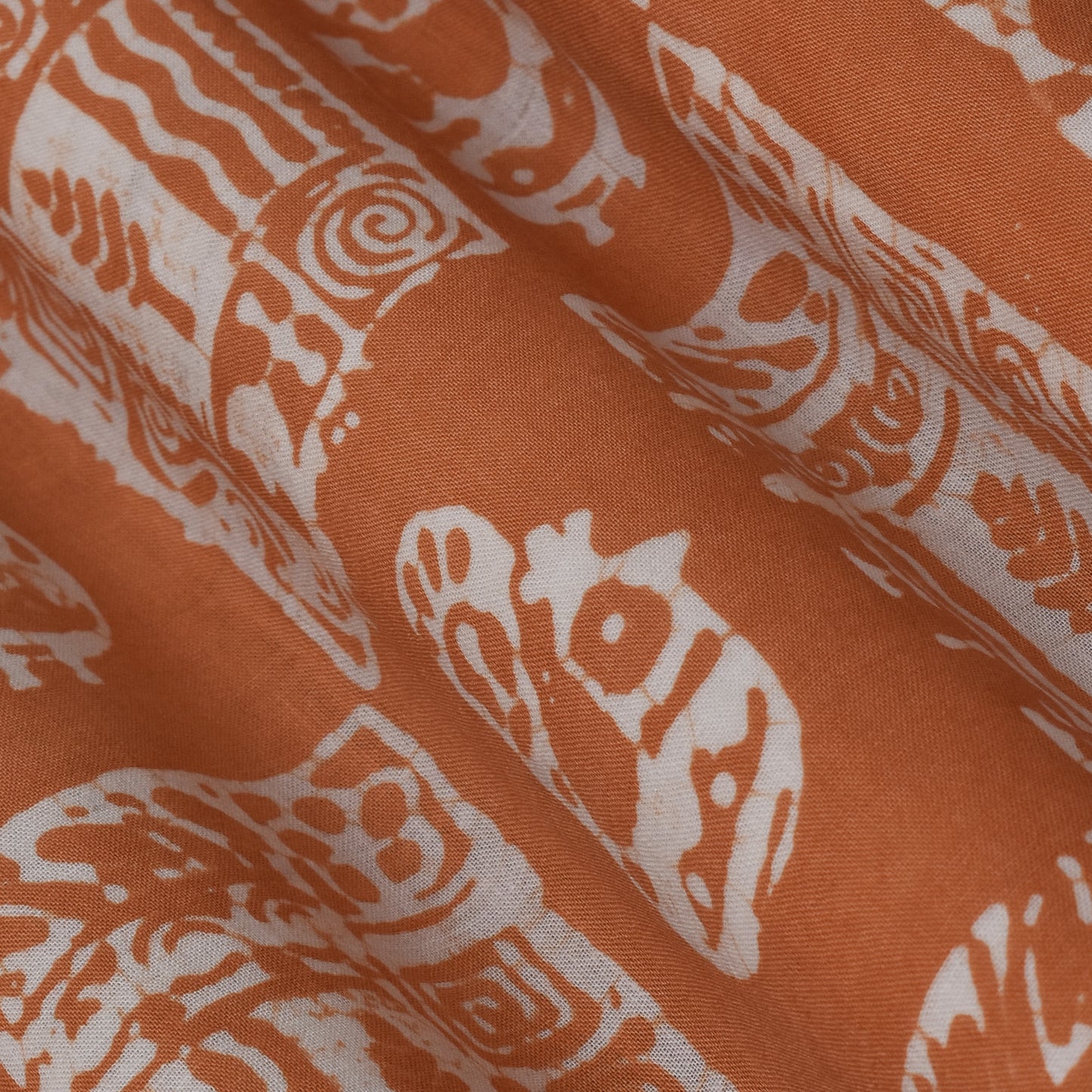 Rust Color Cotton Batik Print Fabric