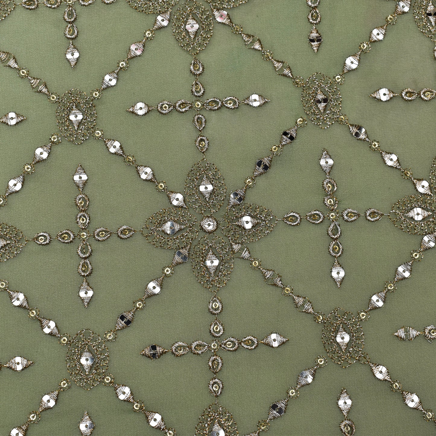 Pista Green Color Georgette  Embroidery Fabric