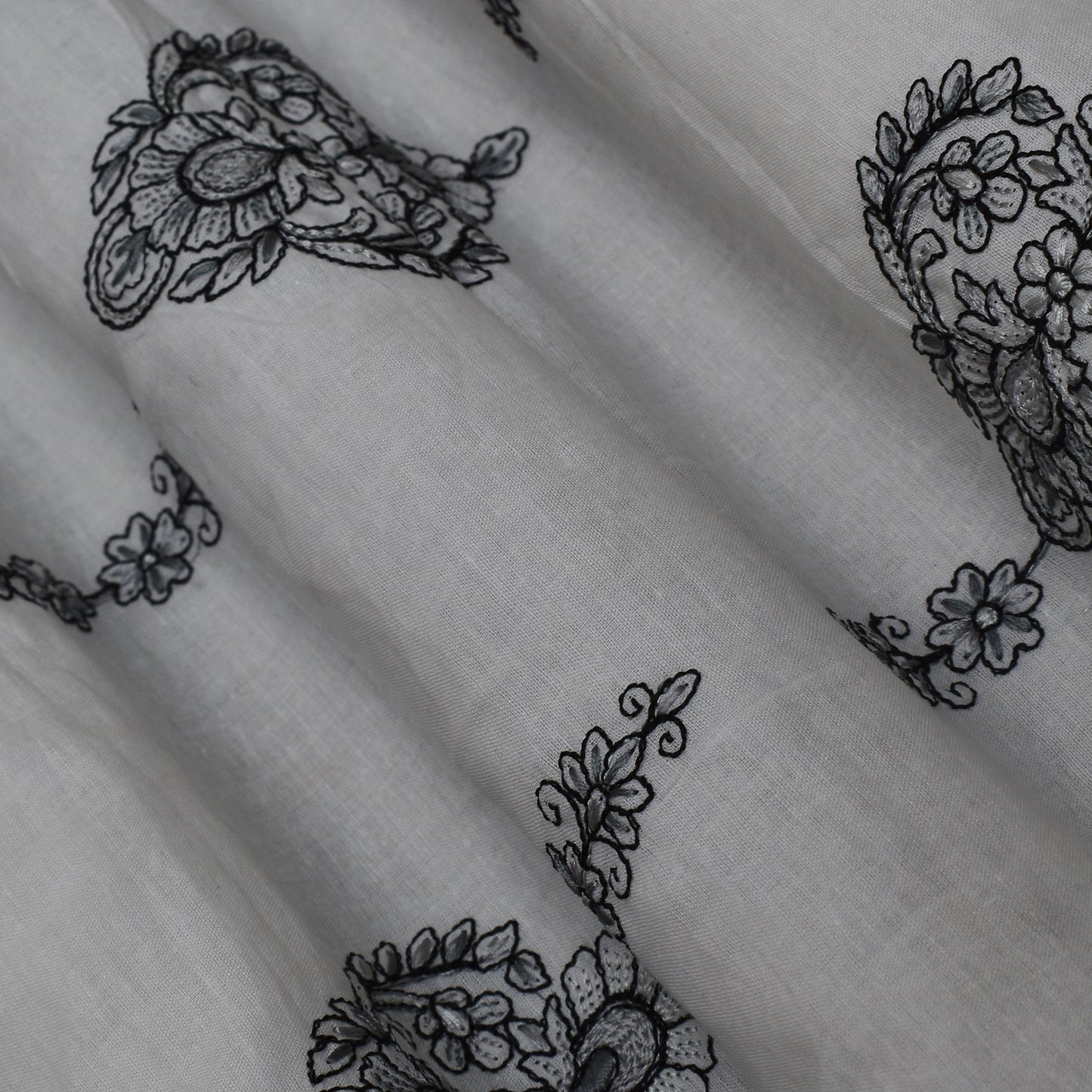 White Color Cotton Embroidery Fabric