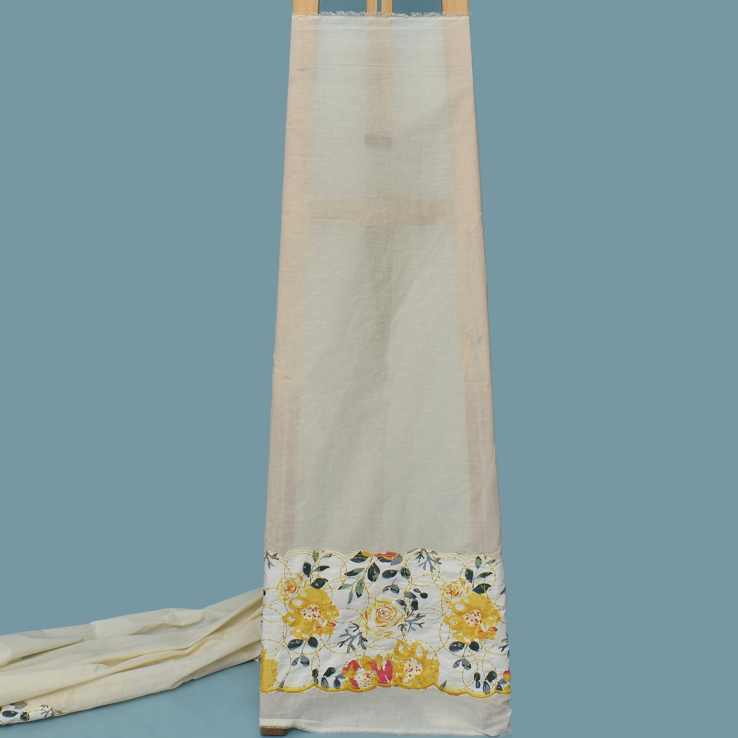 Off White Color Kora Cotton Plazo Fabric