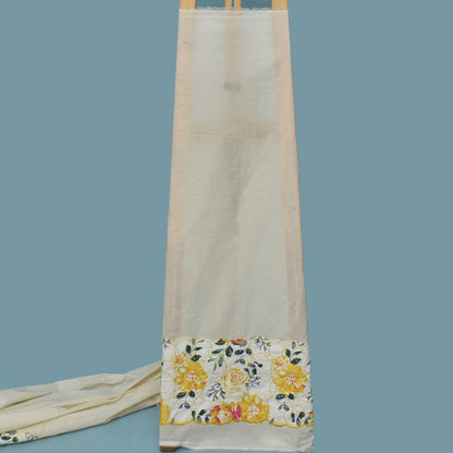 Off White Color Kora Cotton Plazo Fabric