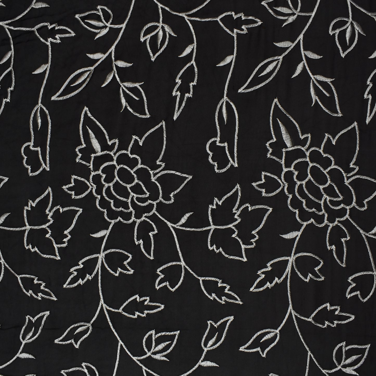 Black Color Organza Embroidery Fabric
