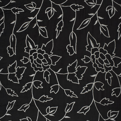 Black Color Organza Embroidery Fabric