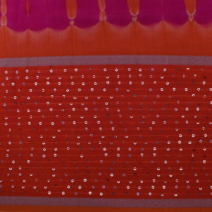 Multi Color Chanderi Tie & Die Border Embroidery Fabric