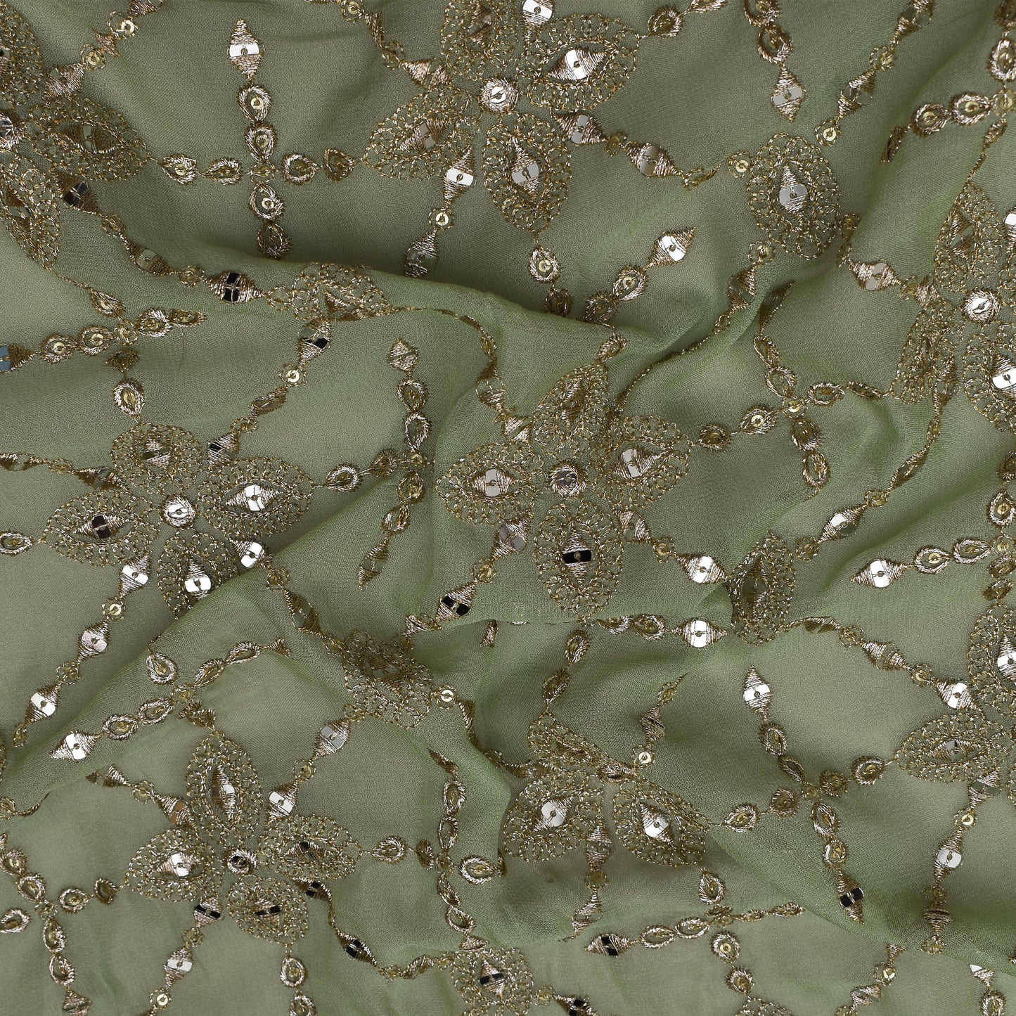 Pista Green Color Georgette  Embroidery Fabric