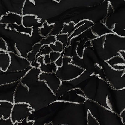 Black Color Organza Embroidery Fabric