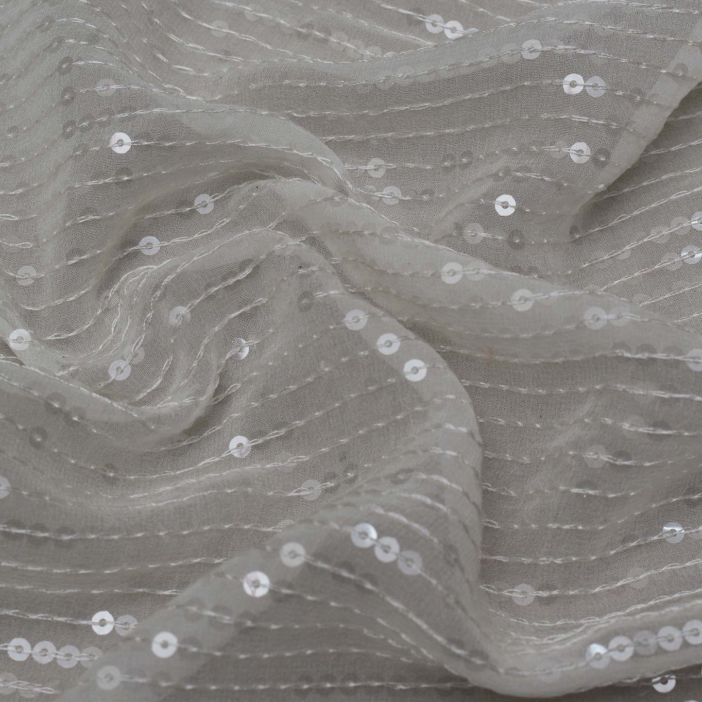 White Color Georgette Embroidery Fabric