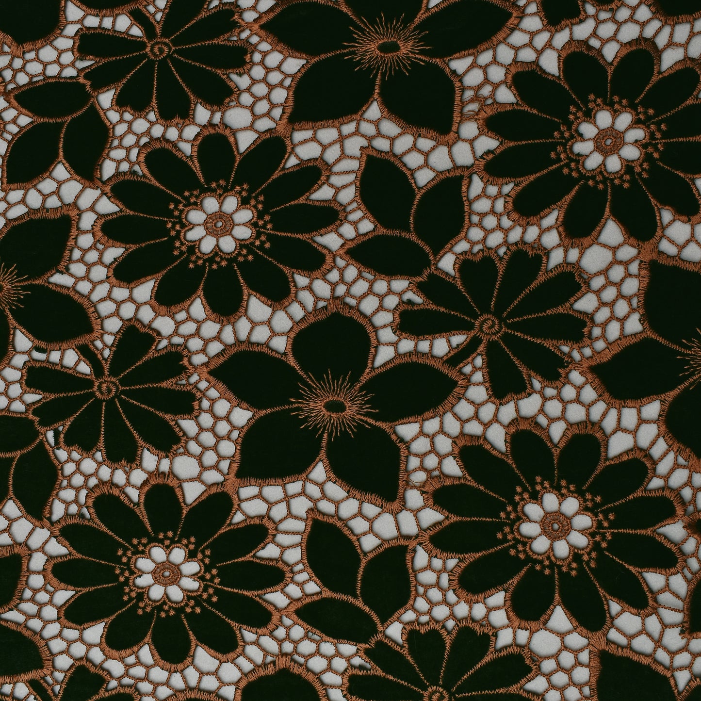Dark Green Color Velvet Cut Work Fabric