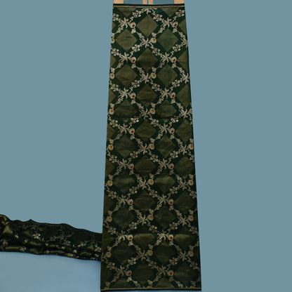 Bottle Green Color Katan Meena Brocade Fabric