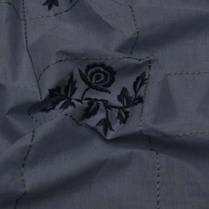 Grey Color Cotton Embroidery Fabric