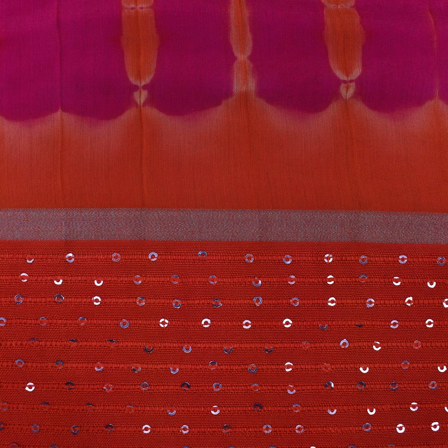 Multi Color Chanderi Tie & Die Border Embroidery Fabric