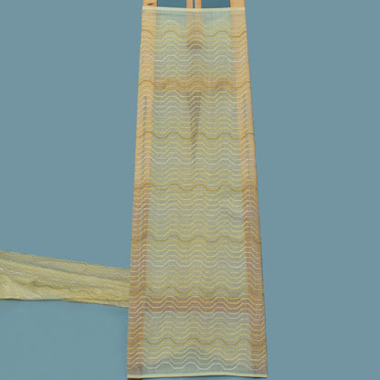 Light Yellow Color Chanderi Embroidery Fabric