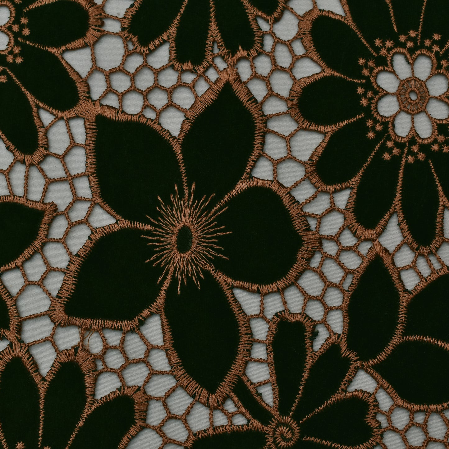 Dark Green Color Velvet Cut Work Fabric