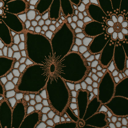 Dark Green Color Velvet Cut Work Fabric