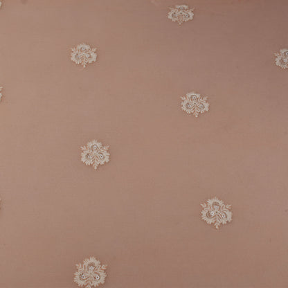 Peach Color Georgette Booti Fabric