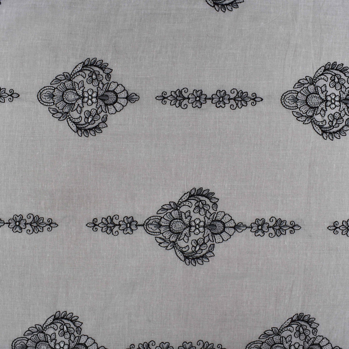 White Color Cotton Embroidery Fabric