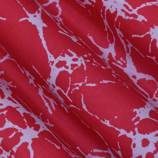 Magenta Color Slub Tussar Print Fabric