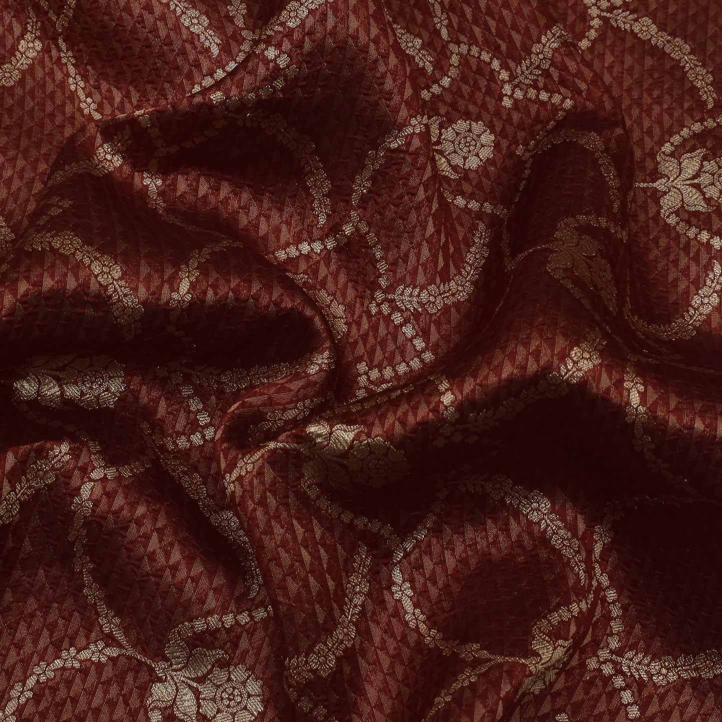 Maroon  Color Katan  Brocade Fabric
