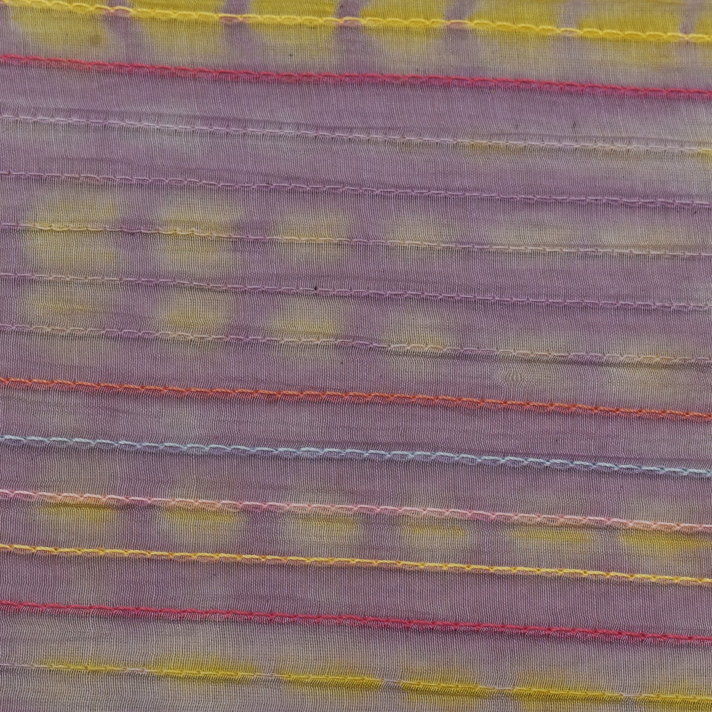 Multi Color Chanderi Kantha Work Tie And Dye Fabric