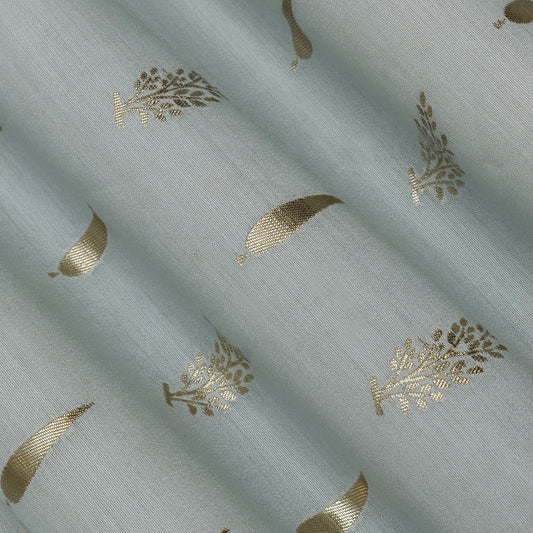 Light Blue Color  Chanderi Jacquard Fabric