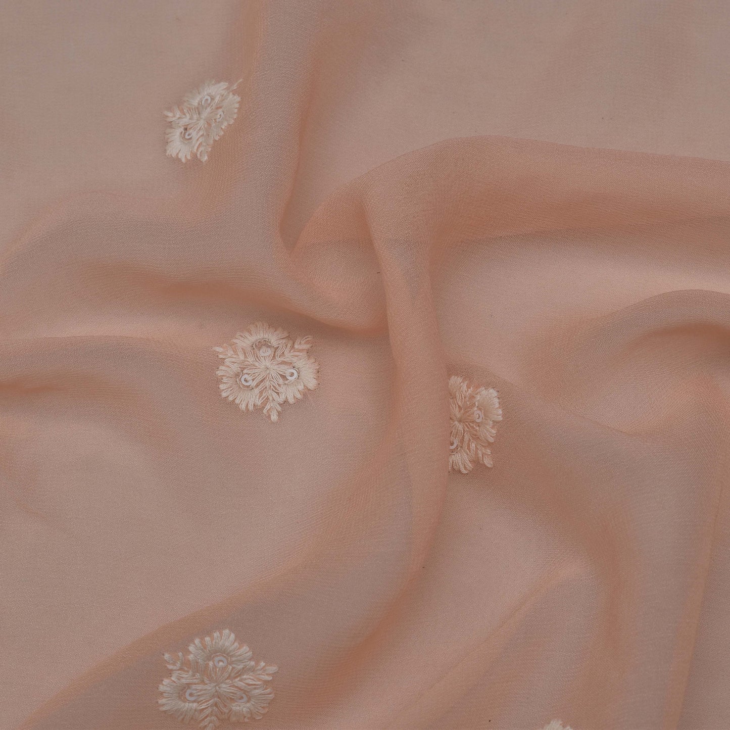 Peach Color Georgette Booti Fabric