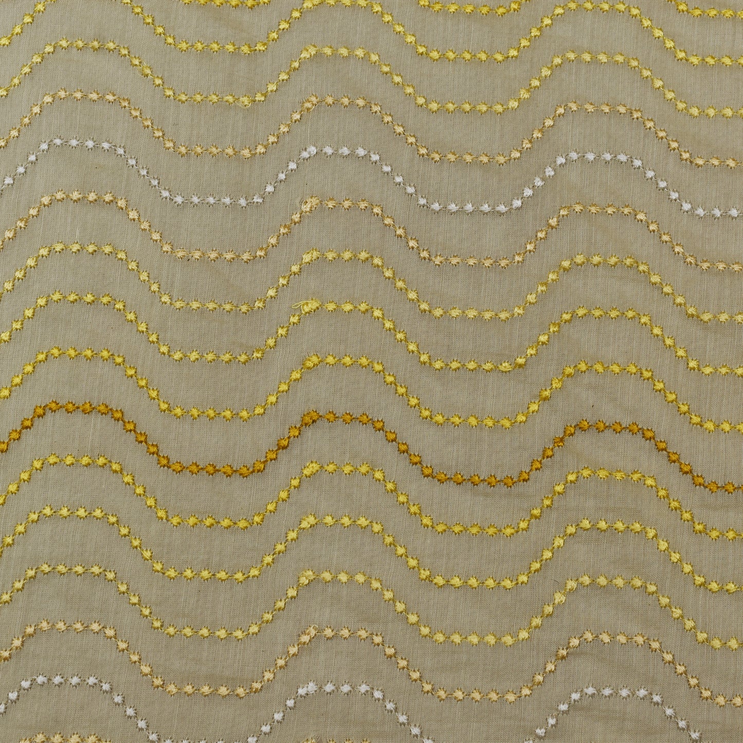 Light Yellow Color Chanderi Embroidery Fabric