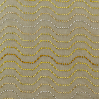 Light Yellow Color Chanderi Embroidery Fabric