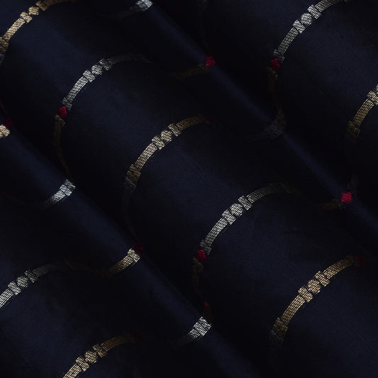 Navy Blue Color Brocade Fabric
