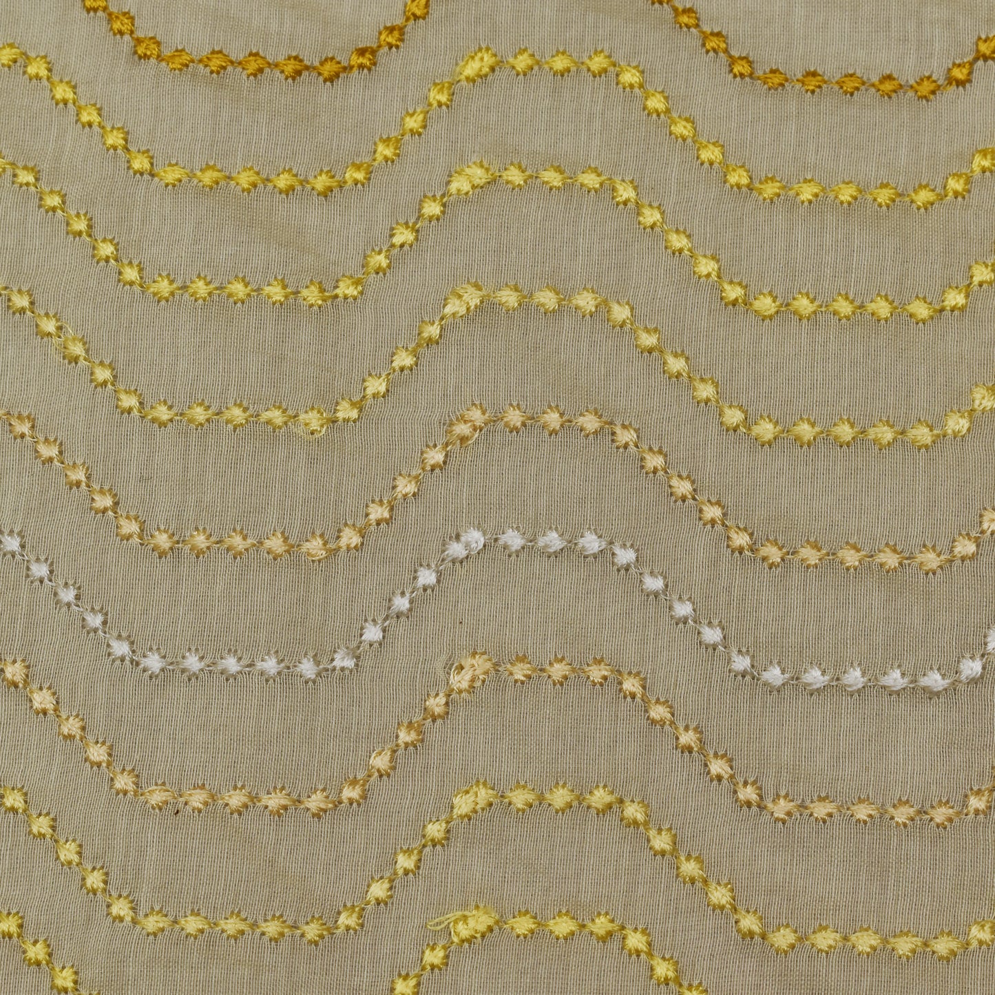 Light Yellow Color Chanderi Embroidery Fabric