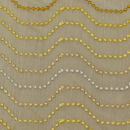 Light Yellow Color Chanderi Embroidery Fabric