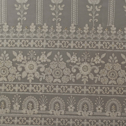 White Color Georgette Embroidery Fabric