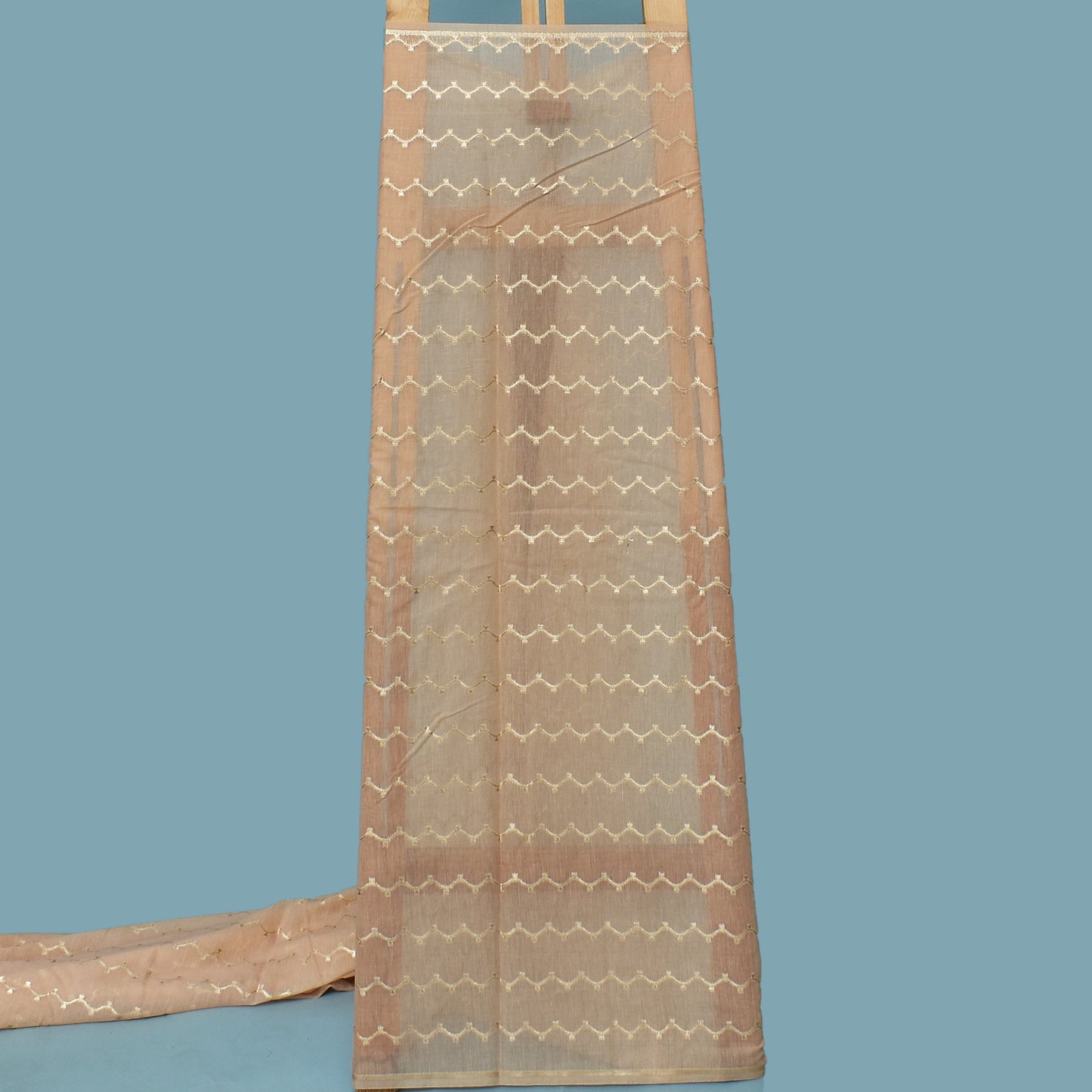 Beige Color Chanderi Stripe Fabric