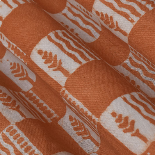 Rust Color Cotton Batik Print Fabric