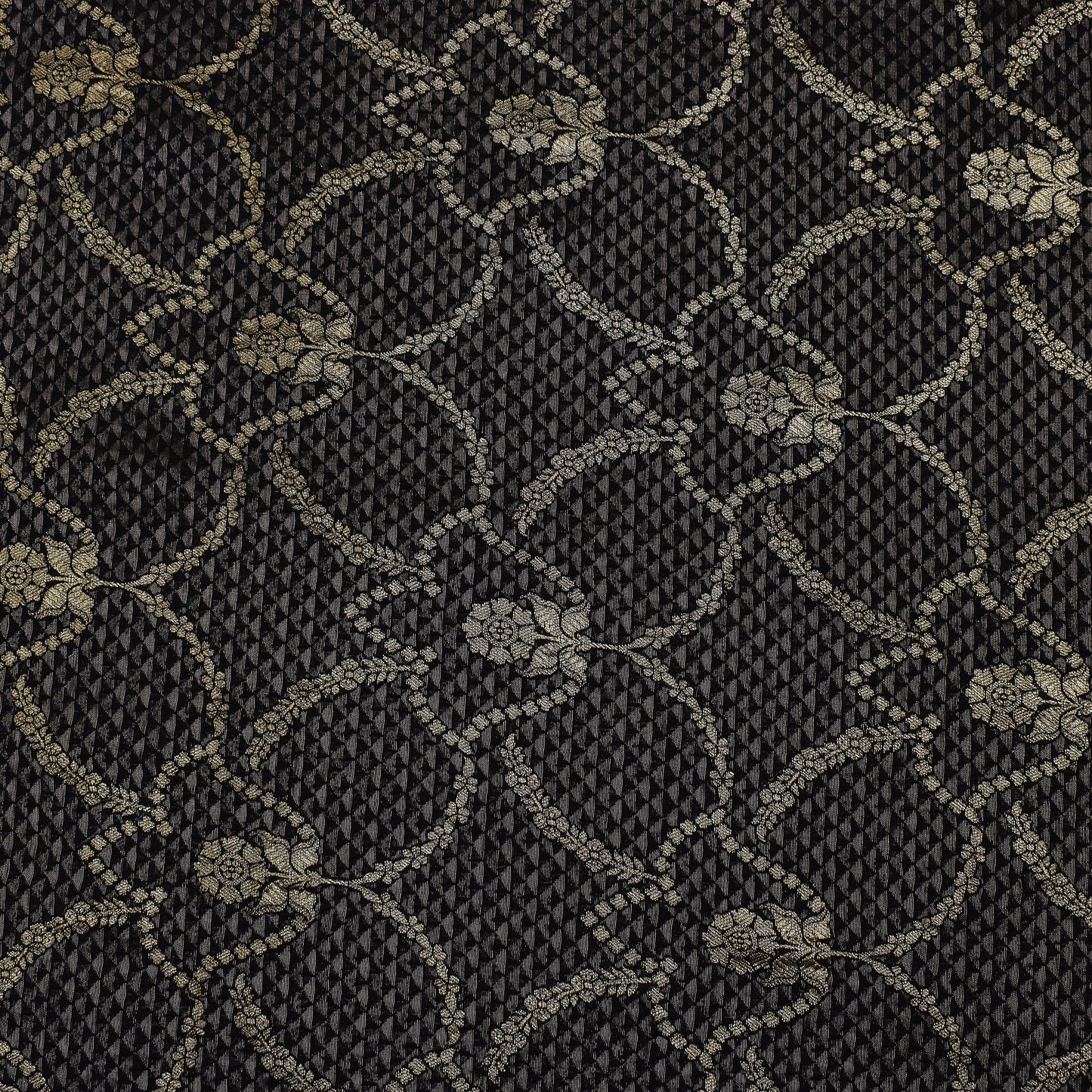 Black Color Katan  Brocade Fabric