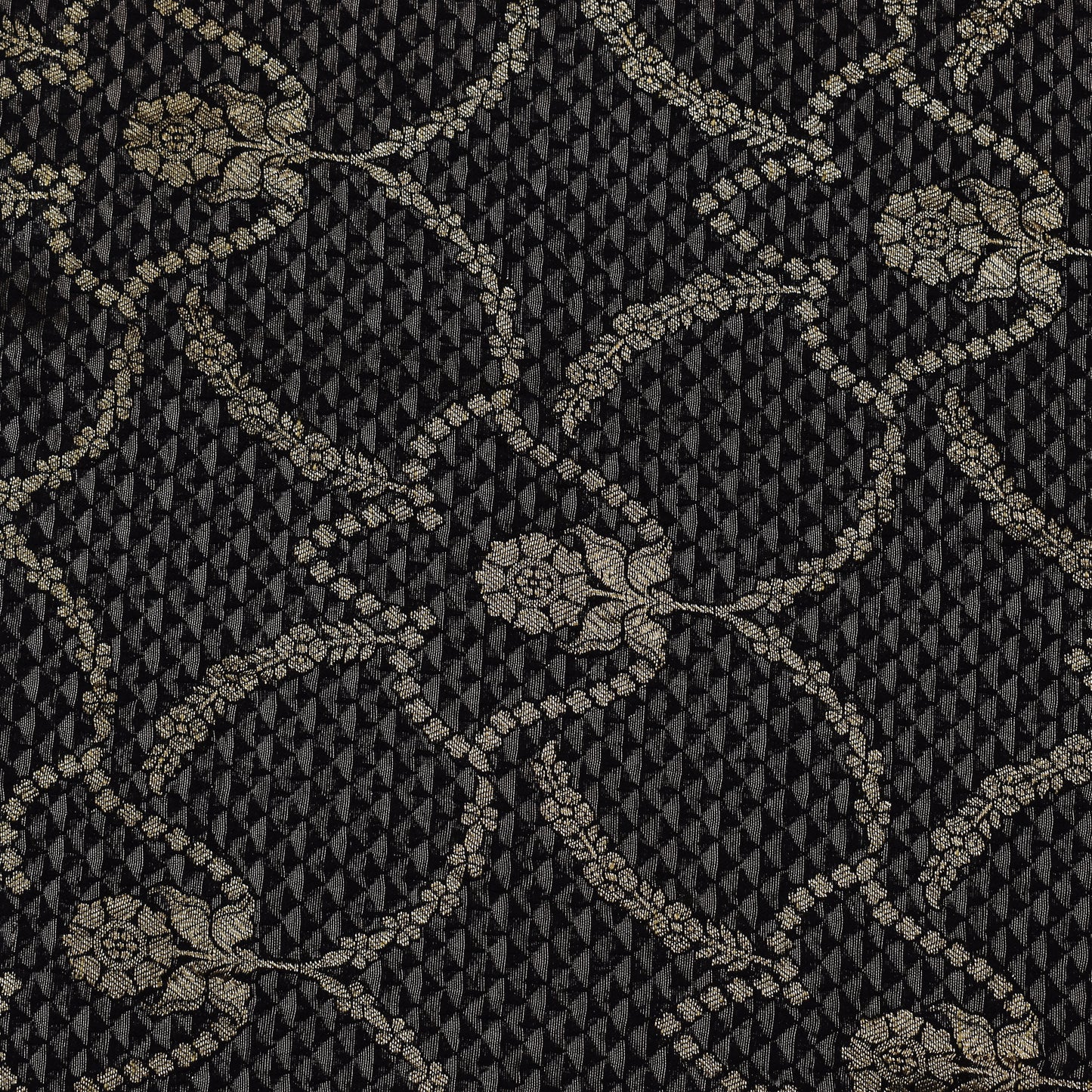 Black Color Katan  Brocade Fabric