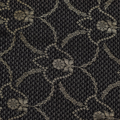 Black Color Katan  Brocade Fabric