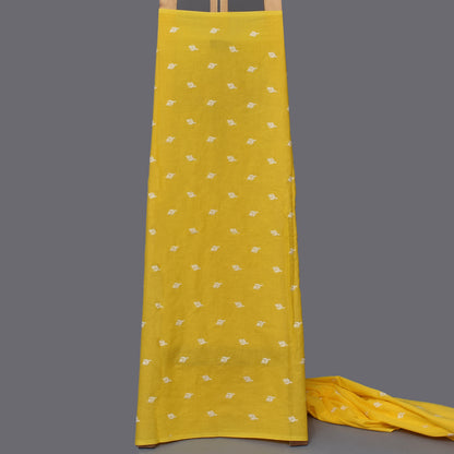 Yellow Color Cotton Booti Fabric