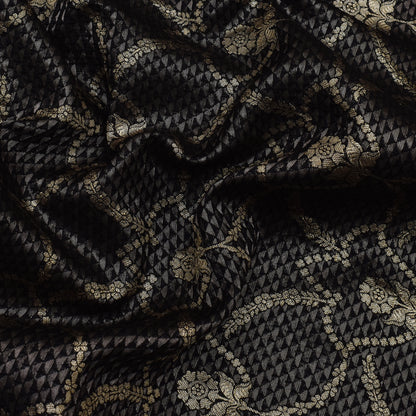 Black Color Katan  Brocade Fabric