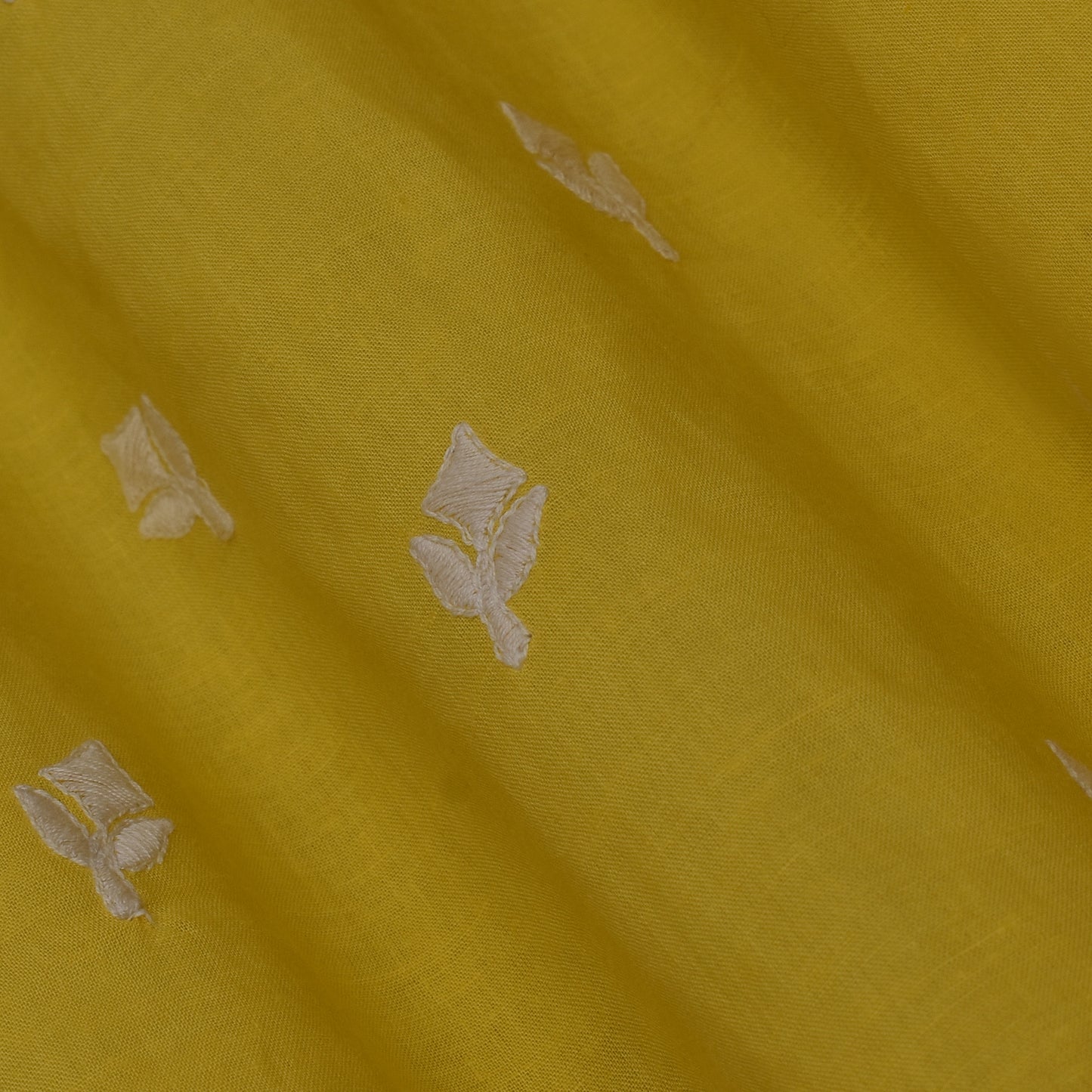 Yellow Color Cotton Booti Fabric