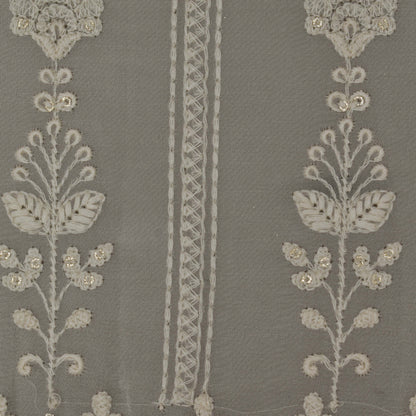 White Color Georgette Embroidery Fabric