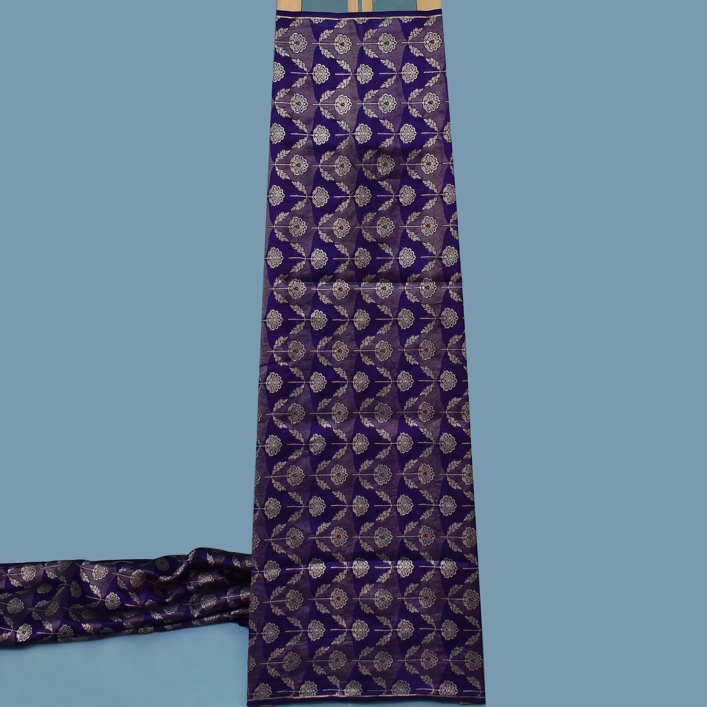 Purple Color Katan Meena Brocade Fabric