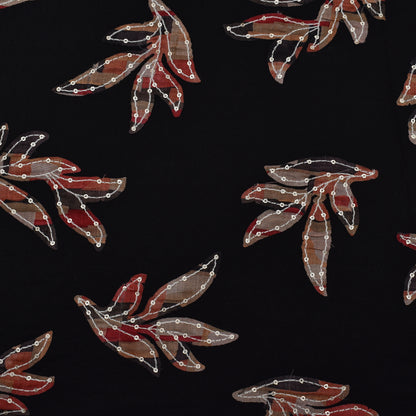 Black Color Cotton Print Embroidery Fabric