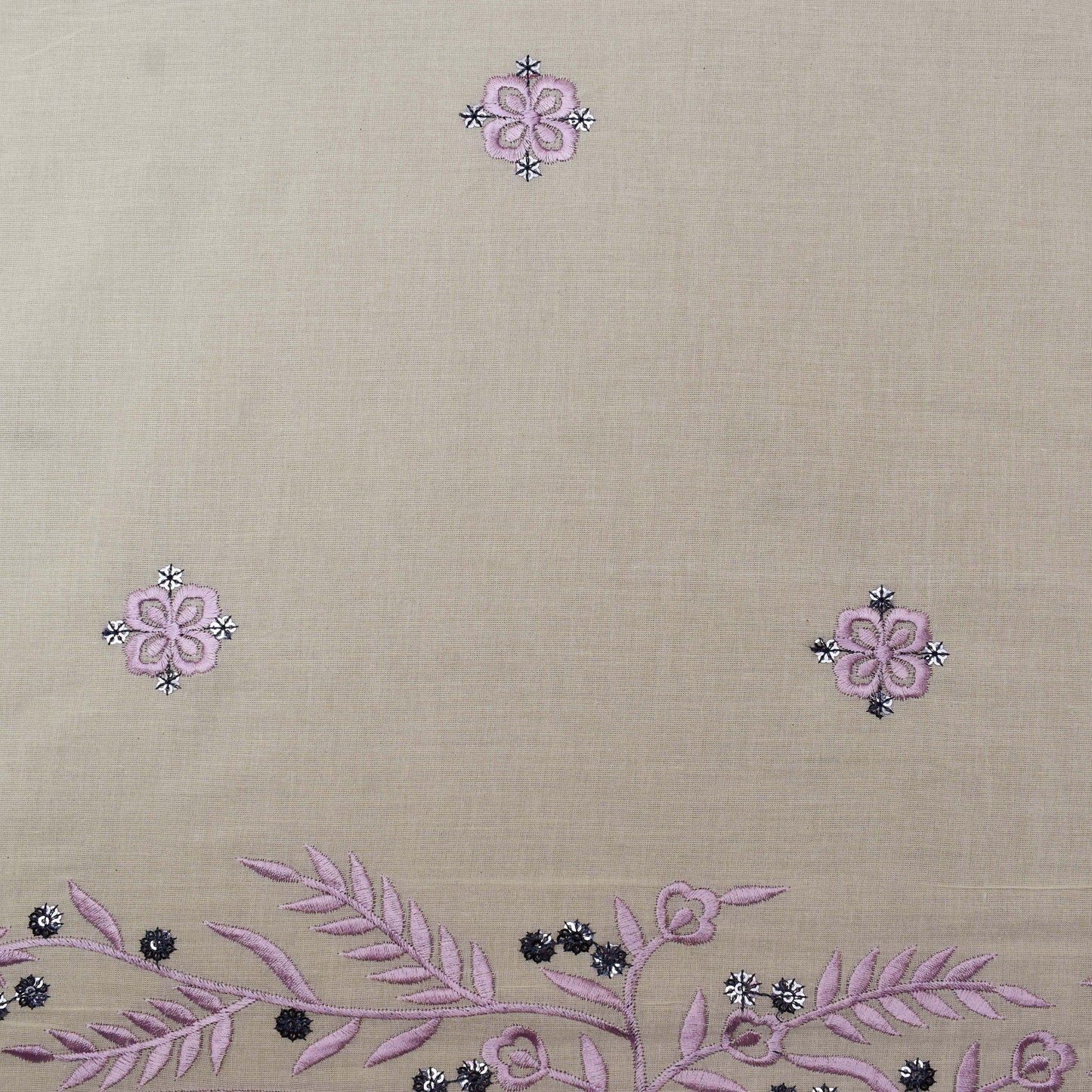 Off White Color Kora Cotton Booti Fabric