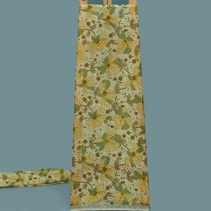 Multi Color Linen Print Cutwork Fabric