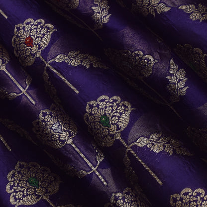 Purple Color Katan Meena Brocade Fabric