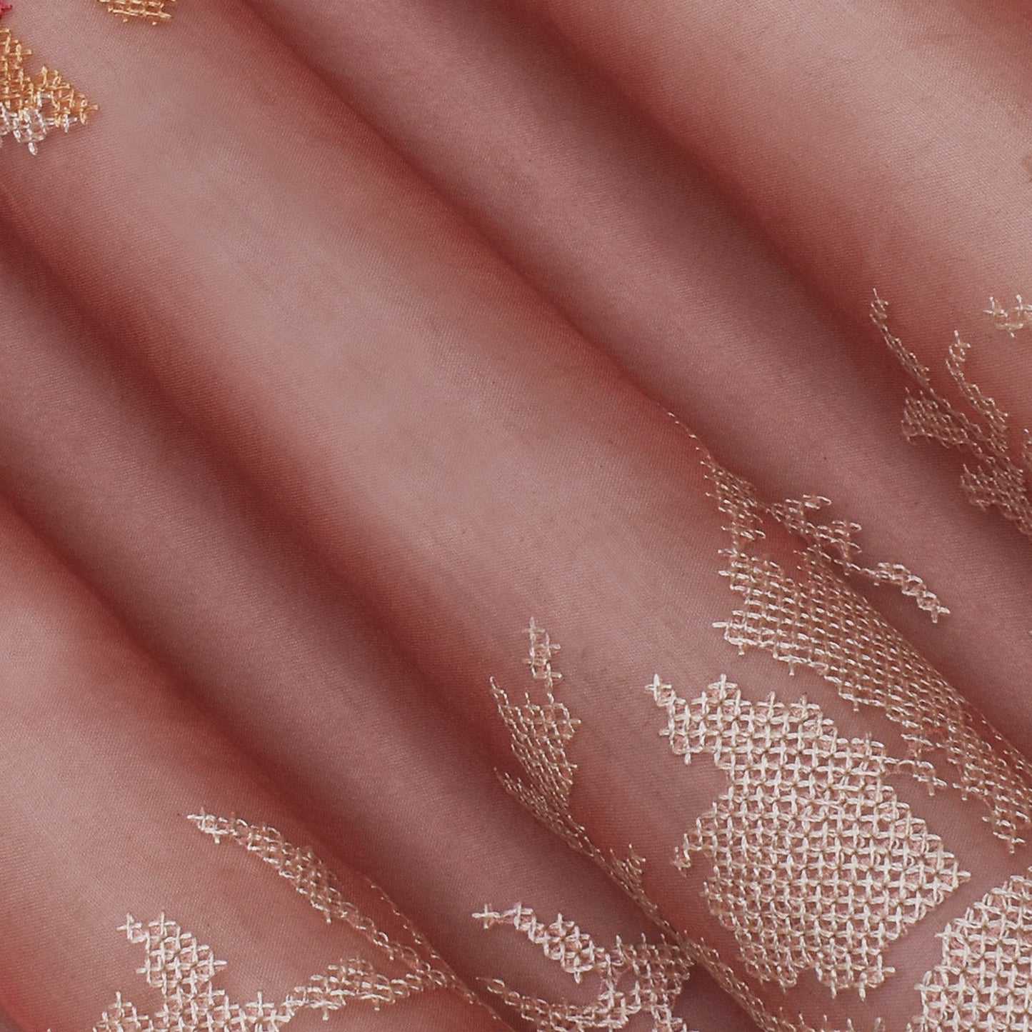 Gajri Color Organza  Embroidery Fabric