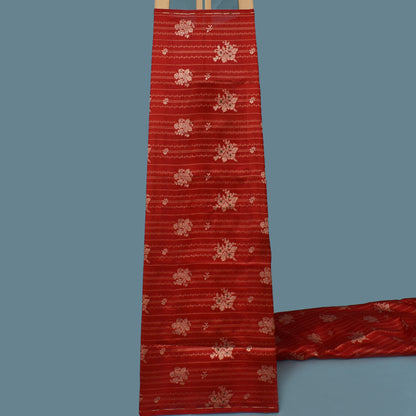 Red Color Katan Meena Brocade Fabric